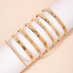 7-Piece Adjustable Textured Cuff Stack