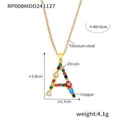 Color Cubic Zirconia Initial Pendant Charm