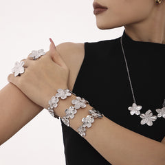 Five-Petal Flower Stainless Steel Cuff Bracelet
