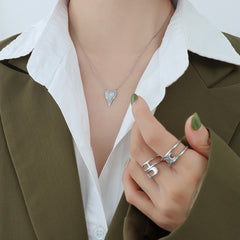 18K Gold-Plated Textured Heart Pendant Necklace