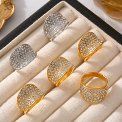 18K Gold-Plated Sparkling Dome Ring