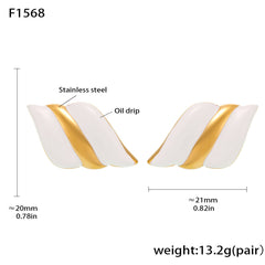18K Gold-Plated Enamel Wing Stud Earrings