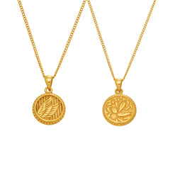 18K Gold-Plated Embossed Medallion Necklace