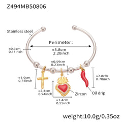 Heart or Starfish Charm Cuff Bracelet
