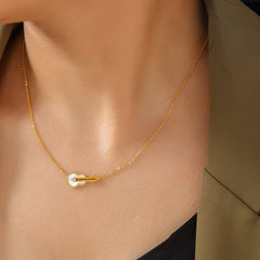 Gold-Tone Violin Shell Pendant Necklace