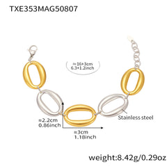 Polished Oval Link Necklace and Bracelet