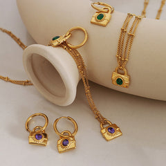 Padlock Cubic Zirconia Necklace or Earrings
