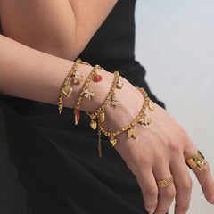 Gold-Tone Cubic Zirconia Charm Bracelet or Anklet