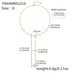18K Gold-Plated Clover Cubic Zirconia Lariat Necklace