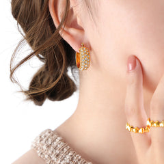 Colored Stone-Accent C-Hoop Earrings