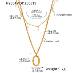18K Gold-Plated Shell Pearl-Look Layered Necklace Designs