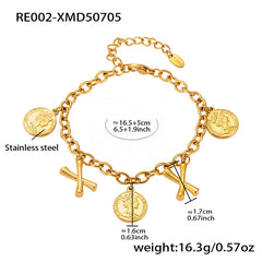 Gold-Tone Initial and Coin Charm Bracelet