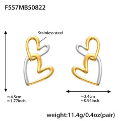 18K Gold-Plated Double Heart Drop Earrings