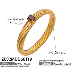 18K Gold-Plated Ribbed Flexible Bracelet