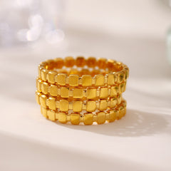 Slim Square Bead Band Ring