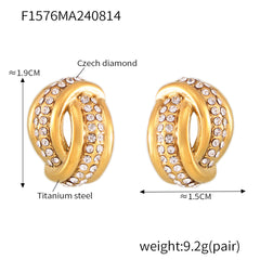 18K Gold-Plated Twisted Stone-Accent Stud Earrings