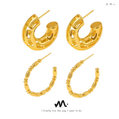 18K Gold-Plated Openwork C-Hoop Earrings