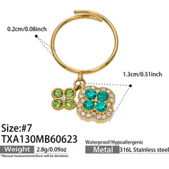 Cubic Zirconia Clover Ring, Bracelet, Earrings & Necklace
