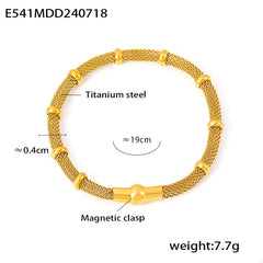 18K Gold-Plated Bamboo-Texture Round Bracelet