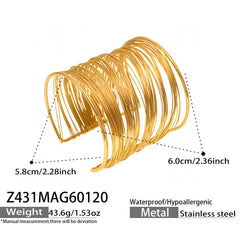 18K Gold-Plated Wide Textured Cuff Bracelets