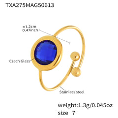 Gold-Tone Round Glass Open Ring