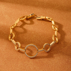 Cubic Zirconia Heart or Circle Link Bracelet