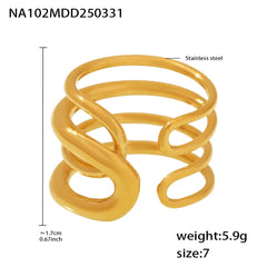 18K Gold-Plated Multi-Row Open Ring