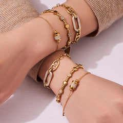 Bead & Cubic Zirconia Charm Bracelets