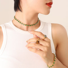 Color Cubic Zirconia Necklace Bracelet and Earrings