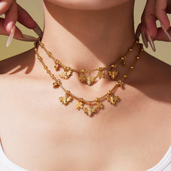 18K Gold-Plated Heart and Insect Charm Jewelry