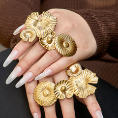 Sculptural Lotus Petal Statement Ring