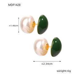 Pearl-Look Enamel Double-Sided Stud Earrings