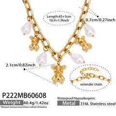Cubic Zirconia and Bear Charm Necklaces