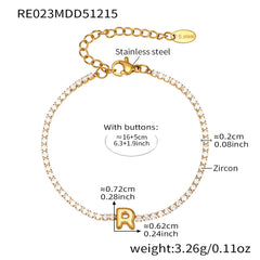 Cubic Zirconia Initial Chain Bracelet