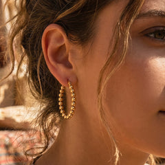 Beaded Geometric Hoop Earrings