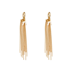 Letter K Enamel Chain Tassel Earrings