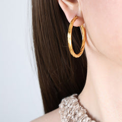 Rounded Statement Stainless Steel Hoop Earrings