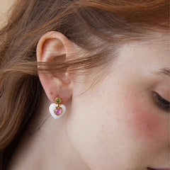 Nicolette Enamel Ceramic Heart Stud Earrings