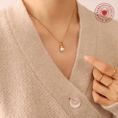 Gold-Tone Teardrop Faux Pearl Pendant Necklace
