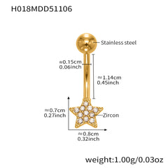Cubic Zirconia Heart and Ball Navel Jewelry