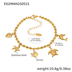 Gold-Tone Cubic Zirconia Charm Bracelet or Anklet