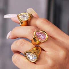 Teardrop Cubic Zirconia Statement Ring