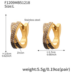 18K Gold-Plated X-Design Cubic Zirconia Hoop Earrings