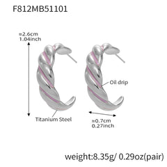 Enamel Spiral Stainless Steel Hoop Earrings