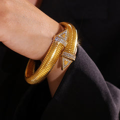 18K Gold-Plated Textured Triangle Cuff Bracelet