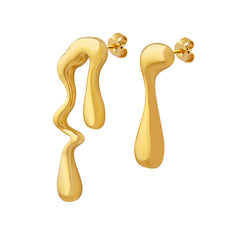 18K Gold-Plated Asymmetric Sculptural Drop Earrings