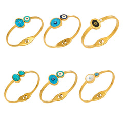 Evil Eye and Natural Stone Open Bangle Collection
