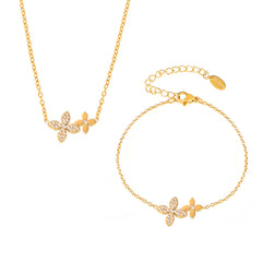 Cubic Zirconia Clover Necklace & Bracelet
