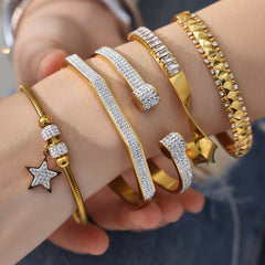 18K Gold-Plated Sparkling Open Cuff Bracelet