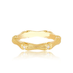 Nicolette Dainty Pavé Bamboo Adjustable Ring